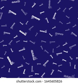 White Oil tanker ship icon isolated seamless pattern on blue background.  Vector Illustration