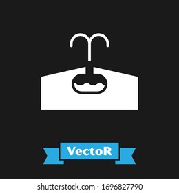White Oilfield icon isolated on black background. Natural resources, oil and gas production.  Vector Illustration
