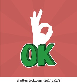 white ok hand with green text