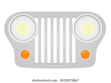 White old car front. vector