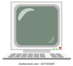White old computer illustration in cartoon style
