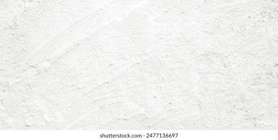 White old concrete wall grunge texture - wide banner format background with copy space for text. Grunge gray texture of chips, cracks, scratches, Soft white grunge.