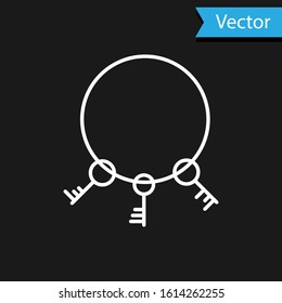White Old keys icon isolated on black background.  Vector Illustration