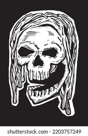White old skull on black background.