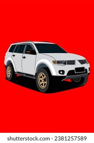 Pintura de vectores 4x4 de modificación de coche 4x4 blanco