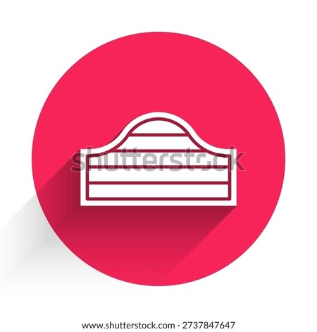 White Old western swinging saloon door icon isolated with long shadow. Red circle button. Vector