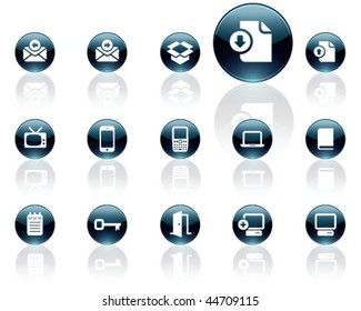 White on black aqua icons | set 9