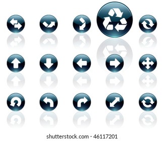 White on black aqua icons | set 16