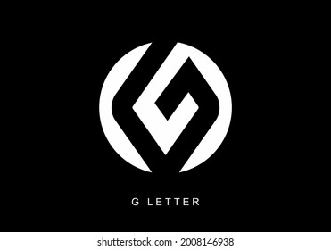 White on black background of G initial letter design