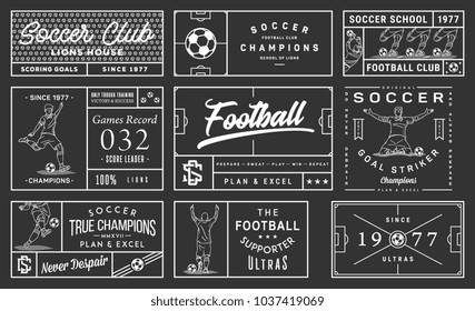 White on black background vector collection of simple football badges and crests