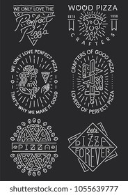 It's a white on black background vector collection of different pizza signs