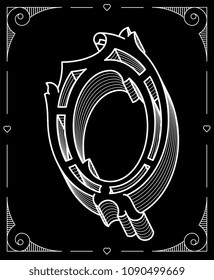 It's a white on black background vector illustration depicting a modern style letter Q