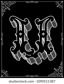 It's a white on black background vector illustration depicting a modern style letter U