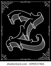 It's a white on black background vector illustration depicting a modern style letter Z