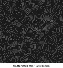 White on Black contours vector topography stylized height of the lines. The concept of a conditional geography scheme and the terrain path. 1x1 Size. Map on land vector terrain Illustration.