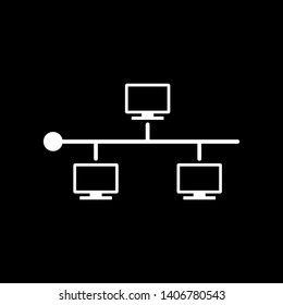 White on black Internet connection - Ethernet - vector illustration