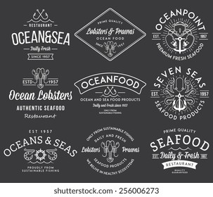 White on black seafood labels and badges vol. 3 for any use