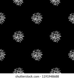 White on Black Snowflake Silhouette Seamless Vector Pattern. Hand Drawn Ice Texture Graphic for Packaging, Winter Fashion Prints, Stationary, Paper Goods and Trendy Wrapping. Monochrome Backdrop 