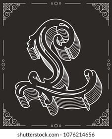 It's a white on black vector illustration of the capital letter L
