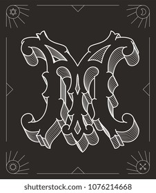 It's a white on black vector illustration of the capital letter M