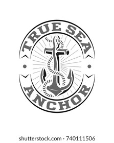 White on black vector true sea anchor design for any use