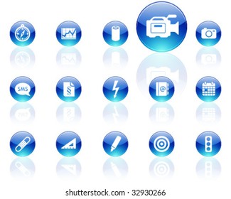 white on blue aqua icons | set 15