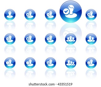White on blue aqua icons | set 18