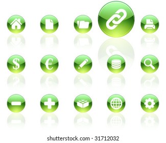white on green aqua icons | set 1
