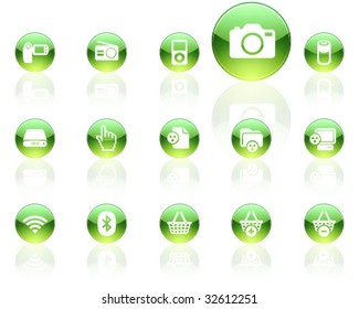white on green aqua icons | set 14
