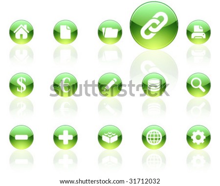 white on green aqua icons | set 1