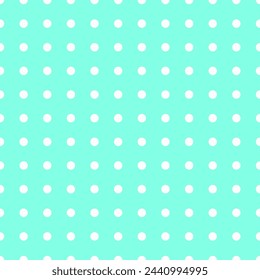 White on turquoise seamless pattern with dots. Dotted repeating texture in a row. Background