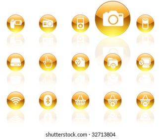 white on yellow aqua icons | set 14