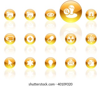 White on yellow aqua icons | set 8