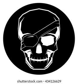 White One Eyed Skull Vector Illustration Stock Vector (Royalty Free ...