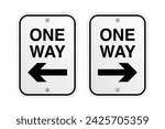 White one way road Signs, One way street sign with left and right arrow. Signs of danger, mandatory, Warning or caution sign. Vector traffic signs illustration.