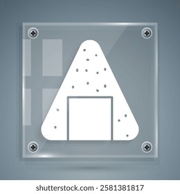White Onigiri icon isolated on grey background. Japanese food. Square glass panels. Vector Illustration - Powered by Shutterstock - Get 15% off with code: PIKWIZARD15