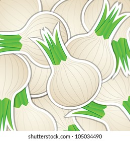 White onion sticker card in vector format.