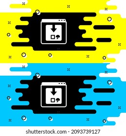 Icono de seguimiento de entrega de aplicaciones en línea blanca aislado en fondo negro. Seguimiento de paquetes.  Vector