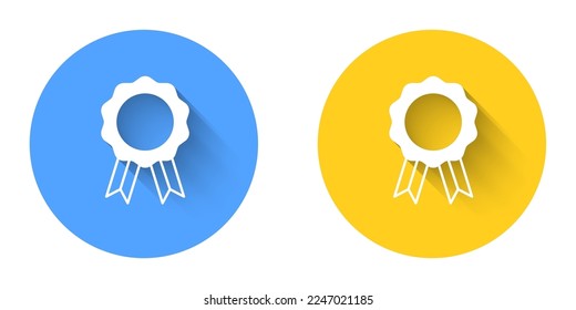 White Online education with diploma icon isolated with long shadow background. Diploma online at home. Webinar and video seminar learning. Circle button. Vector