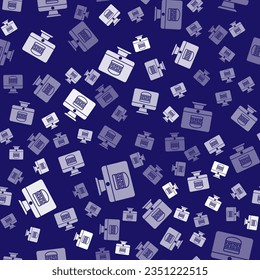 White Online ordering and fast food delivery icon isolated seamless pattern on blue background.  Vector