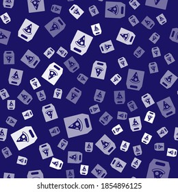 White Online ordering and fast pizza delivery icon isolated seamless pattern on blue background.  Vector