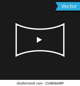 White Online play video icon isolated on black background. Film strip with play sign. Vector
