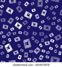 White Online shopping on screen icon isolated seamless pattern on blue background. Concept e-commerce, e-business, online business marketing.  Vector Illustration