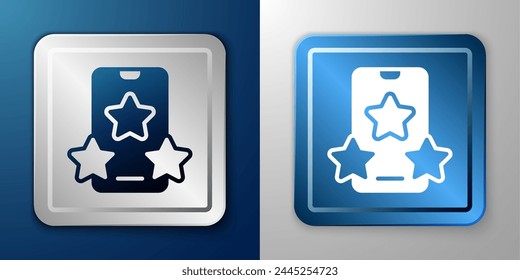 White Online sports betting icon isolated on blue and grey background. Sport bet bookmaker. Betting online make money. Silver and blue square button. Vector
