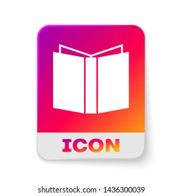 White Open book icon isolated on white background. Rectangle color button. Vector Illustration