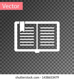 White Open book icon isolated on transparent background.  Vector Illustration