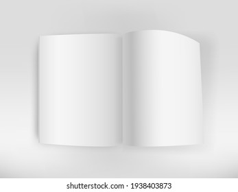 White Open Book On White Table Vector Mockup