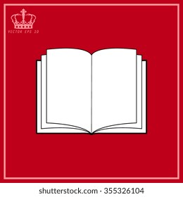 White Open book - vector icon
