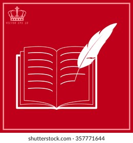 White Open book - vector icon