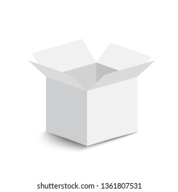 white open box on white background. open box with shadow. vector illustration